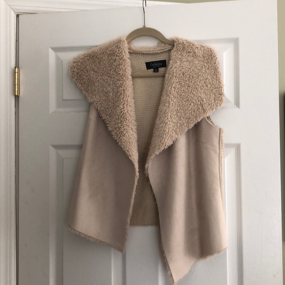 CoffeeShop Knit-Back Faux Suede Vest